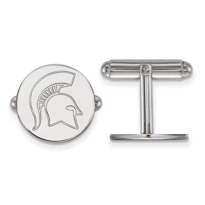 Diamond2deal Sterling Silver Rhodium-plated Michigan State University Spartan Cuff Links In White