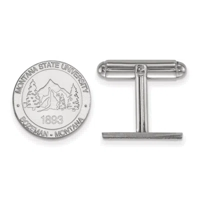 Diamond2deal Sterling Silver Rhodium-plated Montana State University Crest Cuff Links In White
