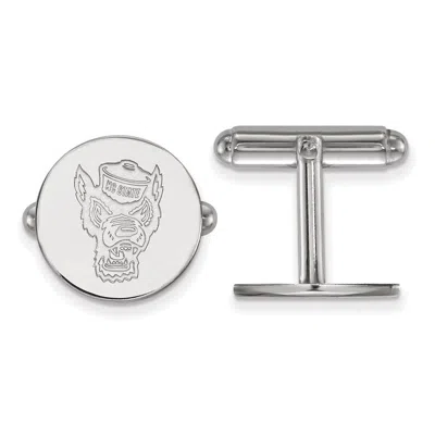 Diamond2deal Sterling Silver Rhodium-plated North Carolina State University Wolf Cuff Links In White