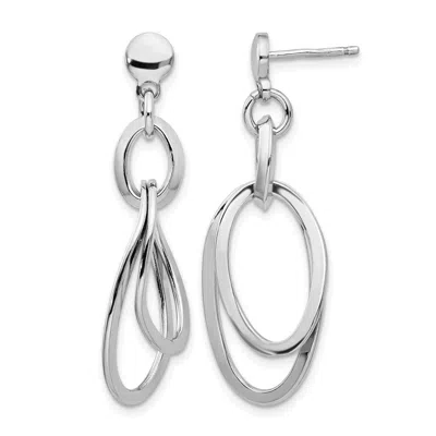 Diamond2deal Sterling Silver Rhodium-plated Oval Shape Drop Dangle Earrings In Metallic