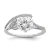Diamond2deal Sterling Silver Rhodium-plated Overlap Cubic Zirconia Ring