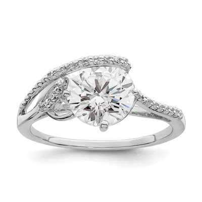 Diamond2deal Sterling Silver Rhodium-plated Overlap Cubic Zirconia Ring