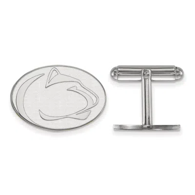Diamond2deal Sterling Silver Rhodium-plated Penn State University Lion Cuff Links In White