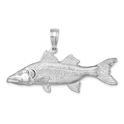 Diamond2deal Sterling Silver Rhodium-plated Polished 3d Snook Fish Pendant In Orange