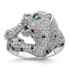 Diamond2deal Sterling Silver Rhodium-plated Polished Cubic Zirconia Cheetah Ring