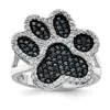 Diamond2deal Sterling Silver Rhodium-plated Polished Cubic Zirconia Paw Print Ring
