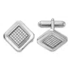 Diamond2deal Sterling Silver Rhodium-plated Polished Cubic Zirconia Square Cuff Links