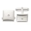 Diamond2deal Sterling Silver Rhodium-plated Polished Cubic Zirconia Square Cuff Links