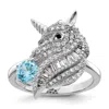 Diamond2deal Sterling Silver Rhodium-plated Polished Cubic Zirconia Unicorn Ring