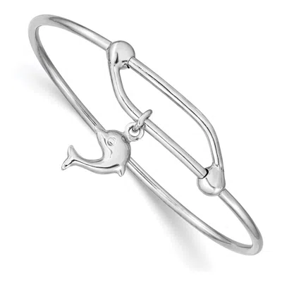 Diamond2deal Sterling Silver Rhodium-plated Polished Dolphin Adjustable Baby Bangle In White