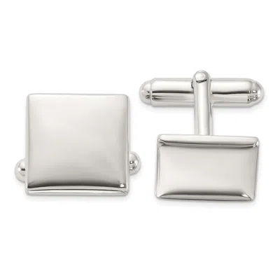 Diamond2deal Sterling Silver Rhodium-plated Polished Square Cuff Links