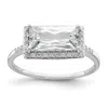 Diamond2deal Sterling Silver Rhodium-plated Rectangular Shaped Halo Cubic Zirconia Ring