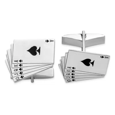 Diamond2deal Sterling Silver Rhodium-plated Royal Flush Cuff Links