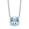 Diamond2deal Sterling Silver Rhodium-plated Square Blue Topaz Pendant Necklace