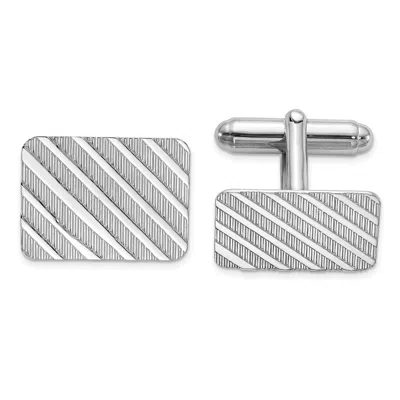 Diamond2deal Sterling Silver Rhodium-plated Square Cuff Links In White