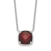 Diamond2deal Sterling Silver Rhodium-plated Square Garnet Pendant Necklace