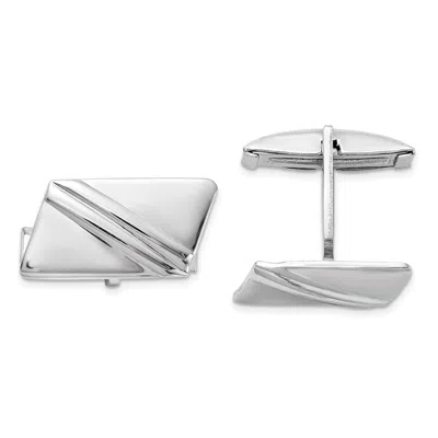 Diamond2deal Sterling Silver Rhodium-plated Stripe Design Cuff Links