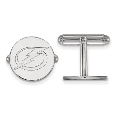 Diamond2deal Sterling Silver Rhodium-plated Tampa Bay Lightning Cuff Links In White