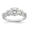 Diamond2deal Sterling Silver Rhodium-plated Three Stone Cubic Zirconia Ring