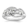 Diamond2deal Sterling Silver Rhodium-plated Three Stone Twist Cubic Zirconia Ring