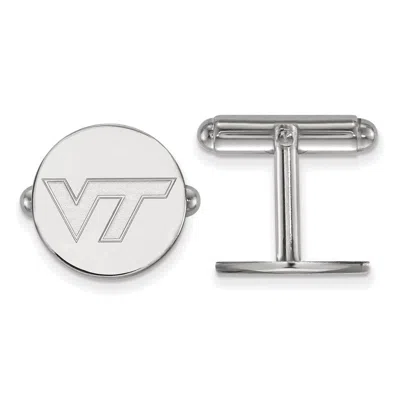 Diamond2deal Sterling Silver Rhodium-plated Virginia Tech V-t Cuff Links In White