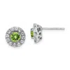 Diamond2deal Sterling Silver Rhodium Plated White Topaz And Peridot Round Stud Earrings