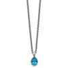Diamond2deal Sterling Silver Rhodium-plated With 14k Accent Blue Topaz Pendant Necklace