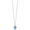 Diamond2deal Sterling Silver Rhodium-plated With 14k Accent Oval Light Swiss Blue Topaz Pendant Necklace