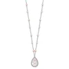 Diamond2deal Sterling Silver Rhodium Rose Quartz And Pearl Pendant Necklace