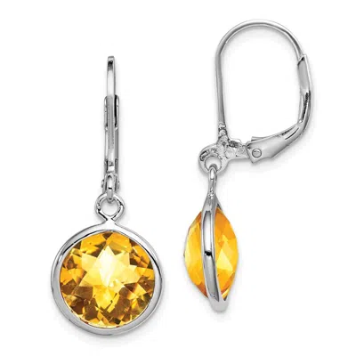 Diamond2deal Sterling Silver Rhodium-plated Citrine Earrings In Transparent