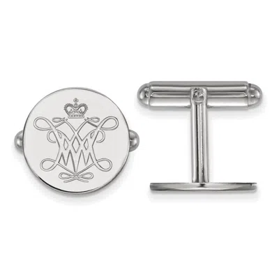 Diamond2deal Sterling Silver Rhodium-plated College Of William And Mary Cuff Links In Metallic