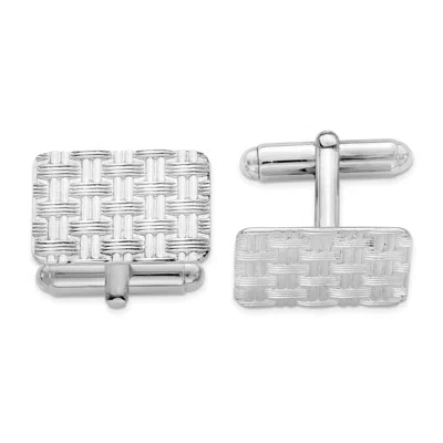 Diamond2deal Sterling Silver Rhodium-plated Cuff Links In Metallic