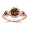 Diamond2deal Sterling Silver Rose-tone Black Rhodium-plated Cubic Zirconia Fancy Ring