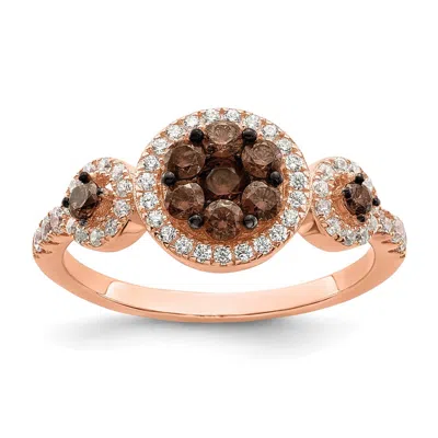 Diamond2deal Sterling Silver Rose-tone Black Rhodium-plated Cubic Zirconia Fancy Ring In White