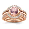 Diamond2deal Sterling Silver Rose Tone Cubic Zirconia 3 Ring Set