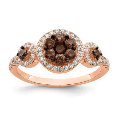 Diamond2deal Sterling Silver Rose-tone Black Rhodium-plated Cubic Zirconia Fancy Ring In Multi