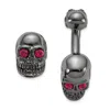 Diamond2deal Sterling Silver Ruthenium Plated Crystal Movable Skull Cuff Link
