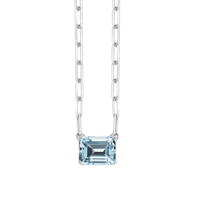 Diamond2deal Sterling Silver Sky Blue Topaz Pendant Necklace 18" In White