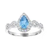Diamond2deal Sterling Silver Swiss Blue Topaz And White Zircon Engagement Ring ( 0.90ct )