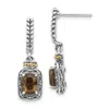 Diamond2deal Sterling Silver With 14k Accent Antiqued Cushion Smoky Quartz Dangle Earrings