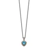 Diamond2deal Sterling Silver With 14k Accent Blue Topaz Heart Pendant Necklace