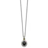 Diamond2deal Sterling Silver With 14k Accent Checkerboard-cut Black Onyx Pendant Necklace