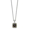 Diamond2deal Sterling Silver With 14k Accent Checkerboard-cut Black Onyx Pendant Necklace