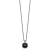 Diamond2deal Sterling Silver With 14k Accent Checkerboard-cut Black Onyx Pendant Necklace