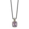 Diamond2deal Sterling Silver With 14k Accent Cushion Amethyst Pendant Necklace