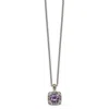 Diamond2deal Sterling Silver With 14k Accent Cushion Amethyst Pendant Necklace