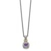 Diamond2deal Sterling Silver With 14k Accent Cushion Bezel Amethyst Pendant Necklace