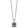 Diamond2deal Sterling Silver With 14k Accent Cushion Bezel Amethyst Pendant Necklace