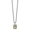 Diamond2deal Sterling Silver With 14k Accent Cushion Cut Green Quartz Pendant Necklace