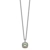 Diamond2deal Sterling Silver With 14k Accent Cushion Green Quartz Pendant Necklace